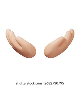 3D Render of Open Hands Gesture Isolated on Transparent Background
