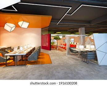 3d render of open office  team working space