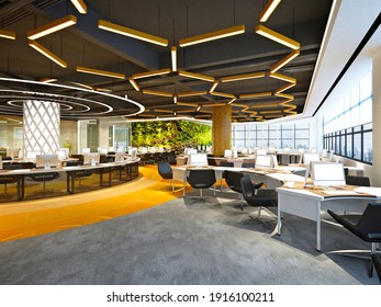 3d Render Of Open Office  Team Working Space