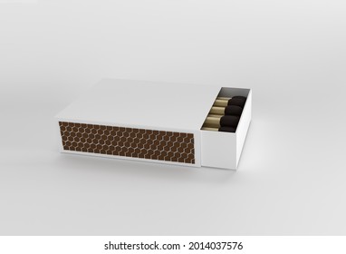 3D Render Opened Blank Matchbox Mockup Isolated On Color Background 