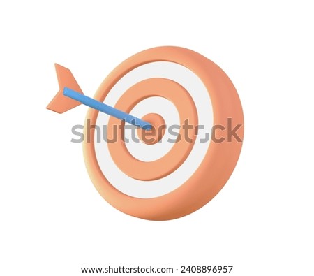 3d render orange arrow hits target icon for UI UX web mobile apps social media ads design