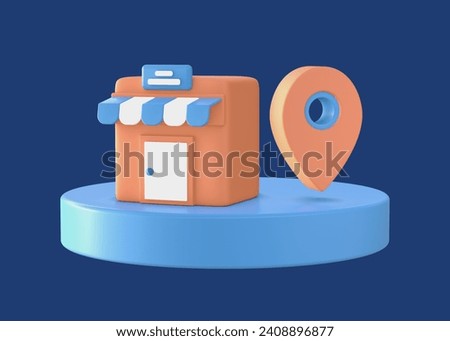 3d render orange travelling map location with pointer icon for UI UX web mobile apps social media ads design