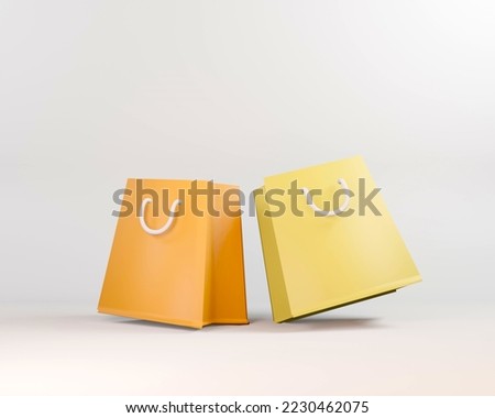 3D render paper bag icon llustrator. Shoping online concept.