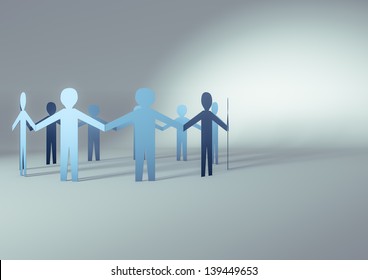 3d Render Of Paper People In A Circle