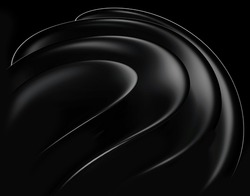 3d Render With Part Of Abstract Art 3d Sculpture With Surreal Alien Dark Flower In Curve Wavy Spherical Biological Lines Forms In Matte Black Rubber Material On Black Background