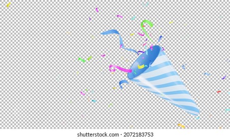 3d Render Of Party Popper Or Paper Shoot On Transparent Background,clipping Path