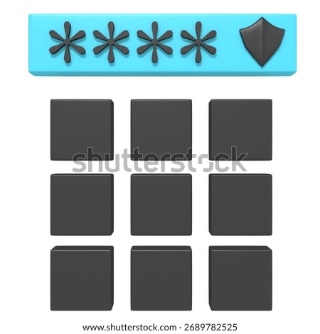 3D Render of Password Screen with Keypad
