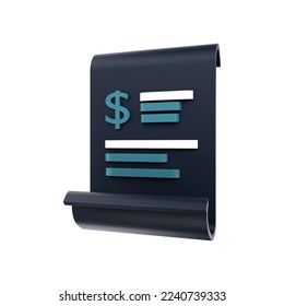3d render payment receipt illustration