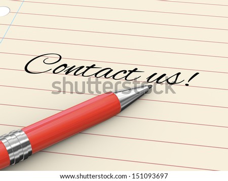 3d render of pen on paper written contact us