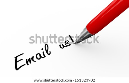 3d render of pen writing email us on white paper background