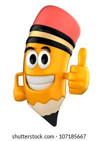 3d render of pencil giving thumbs up