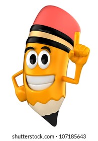 3d render of pencil mascot