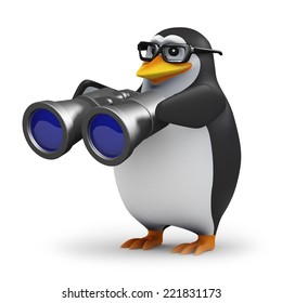 3d Render Penguin Holding Pair Binoculars Stock Illustration 221831173 ...