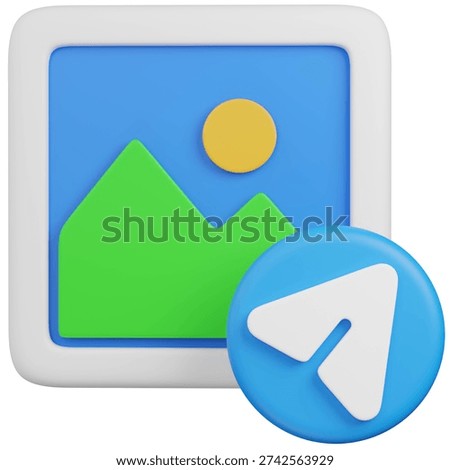 3D RENDER Photo Icon WITH SEND   ICON 