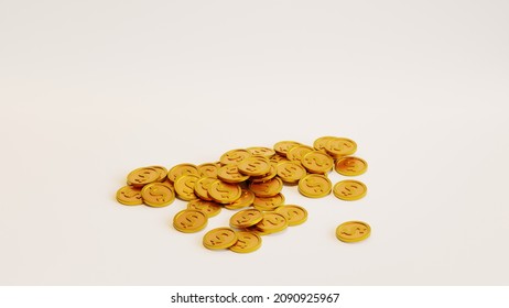 3d Render Pile Of Dollar Coin On The Floor