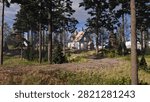 3D Render Pine Forest House