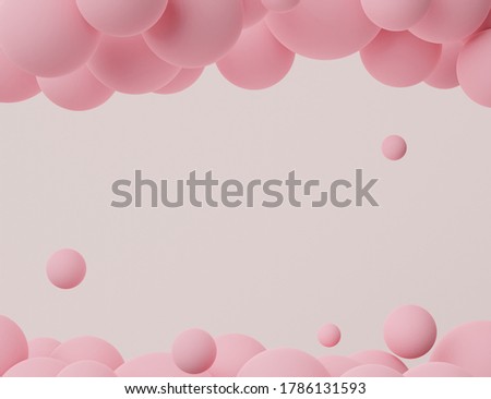 3d render of pink ball on pastel background. Fluids drops, soaps bubbles, blobs that floating on the air. Holographic creative idea concept.