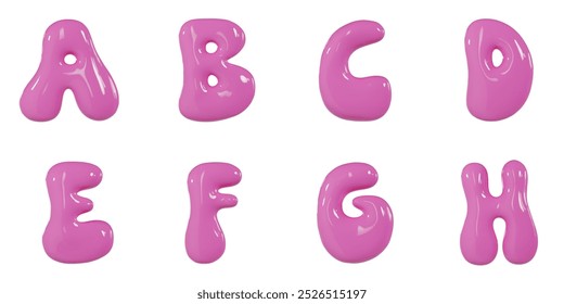 3D Render Pink Bubble Font Letter A - Z