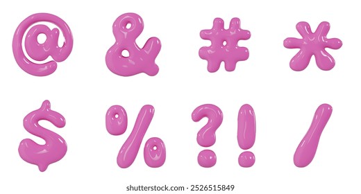 3D Render Pink Bubble Special Character.