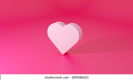 3D render of pink heart with red background