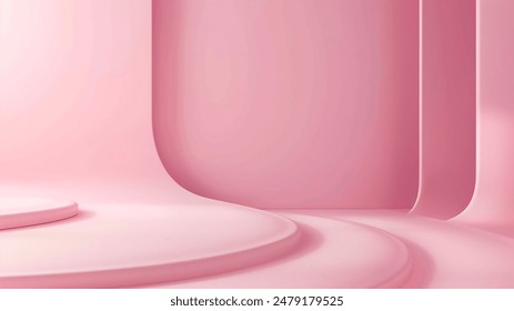 3d render podio rosa