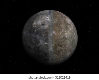 3D render the planet Mercury on a black background with stars, high resolution.Elements of this image furnished by NASA