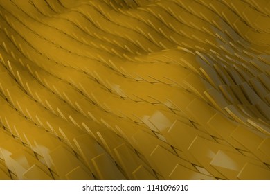 3d render plastic background with reflections. Displacement surface. Random patterns extruded from the wavy shape.