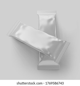 3D Render Of Plastic Chocolate Bar Wrapping For Mockup Design