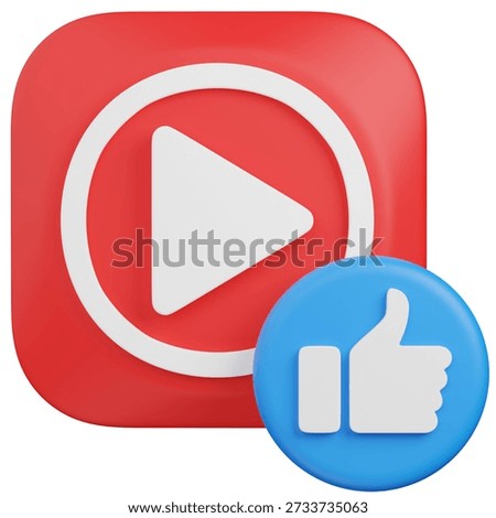 3d render  Play Button and Like,like media  Icon
