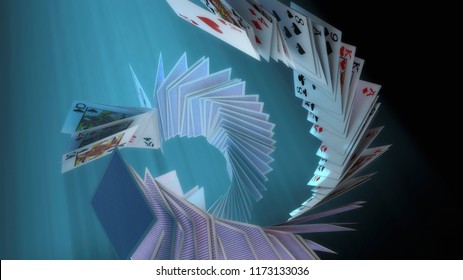 3d Render Poker Cards Falling