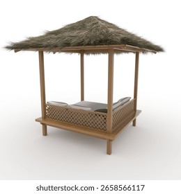 3d render Poolside Cabana design element Furniture
