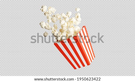 3d render of popcorn isolated on transparency with clipping path