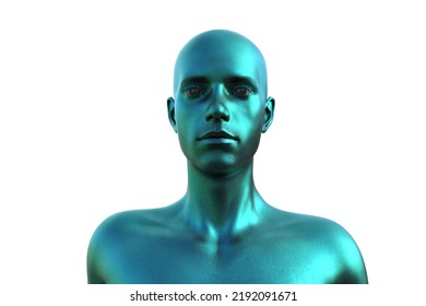 3d Render Portrait Blue Bald Man Stock Illustration 2192091671 ...