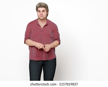 3D Render : Portrait of standing  endomorph (overweight) plus size male body type 