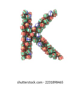 3D Render of Present themed Font - Letter K