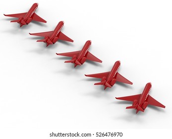 3D render - private jet fleet concept