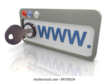 3d Render Of Protected Internet Browser. Concept Of Safe And Secure Internet Surfing