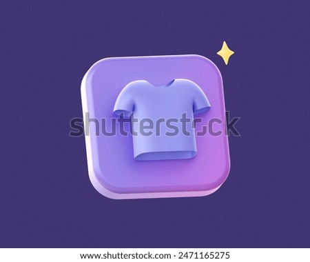 3d render of purple customize theme outfit and cloth side icon for UI UX web mobile apps social media ads designs