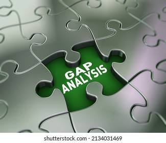3d render of puzzle gap hole with word gap analysis