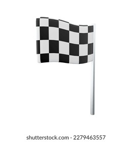 Icono de la bandera de carreras 3d. 3d representa una bandera especial que se usa en el icono de carreras o carreras de motos.
