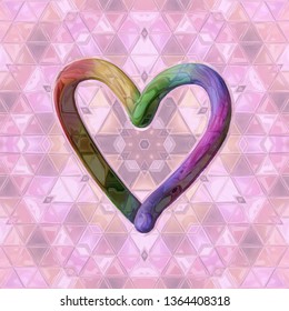 3d Render Rainbow Glass Heart On Faded Background