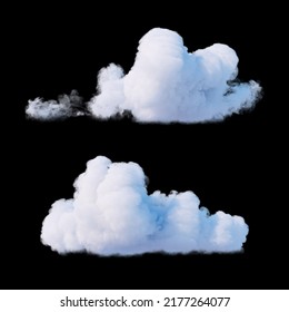 3d Render, Realistic Clouds Clip Art Isolated On Black Background, Night Sky Design Elements Set