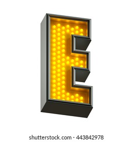 3d Render Of Realistic Lamp Alphabet For Light Board. Letter E