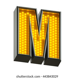 3d Render Of Realistic Lamp Alphabet For Light Board. Letter M