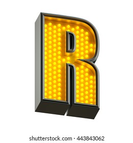 3d Render Of Realistic Lamp Alphabet For Light Board. Letter R