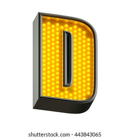 3d Render Of Realistic Lamp Alphabet For Light Board. Letter D