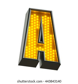 3d Render Of Realistic Lamp Alphabet For Light Board. Letter A