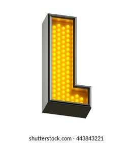 3d Render Of Realistic Lamp Alphabet For Light Board. Letter L