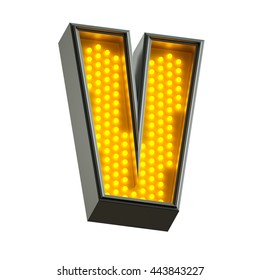 3d Render Of Realistic Lamp Alphabet For Light Board. Letter V