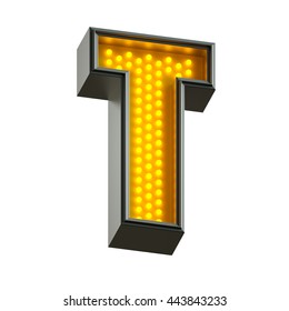 3d Render Of Realistic Lamp Alphabet For Light Board. Letter T